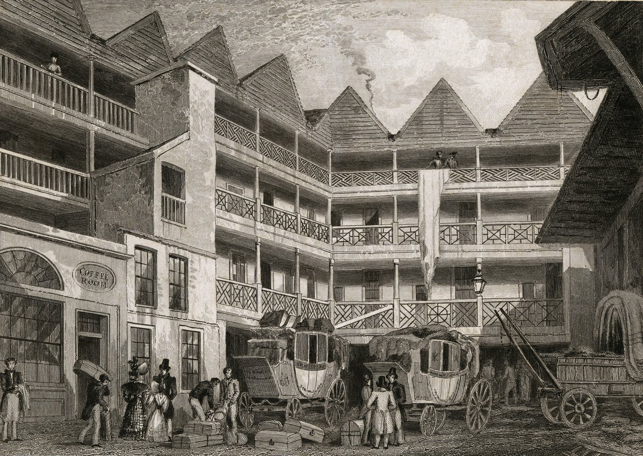 The Old Bull and Mouth Inn, St Martins-le-Grand, 1831 od Thomas Hosmer after Shepherd
