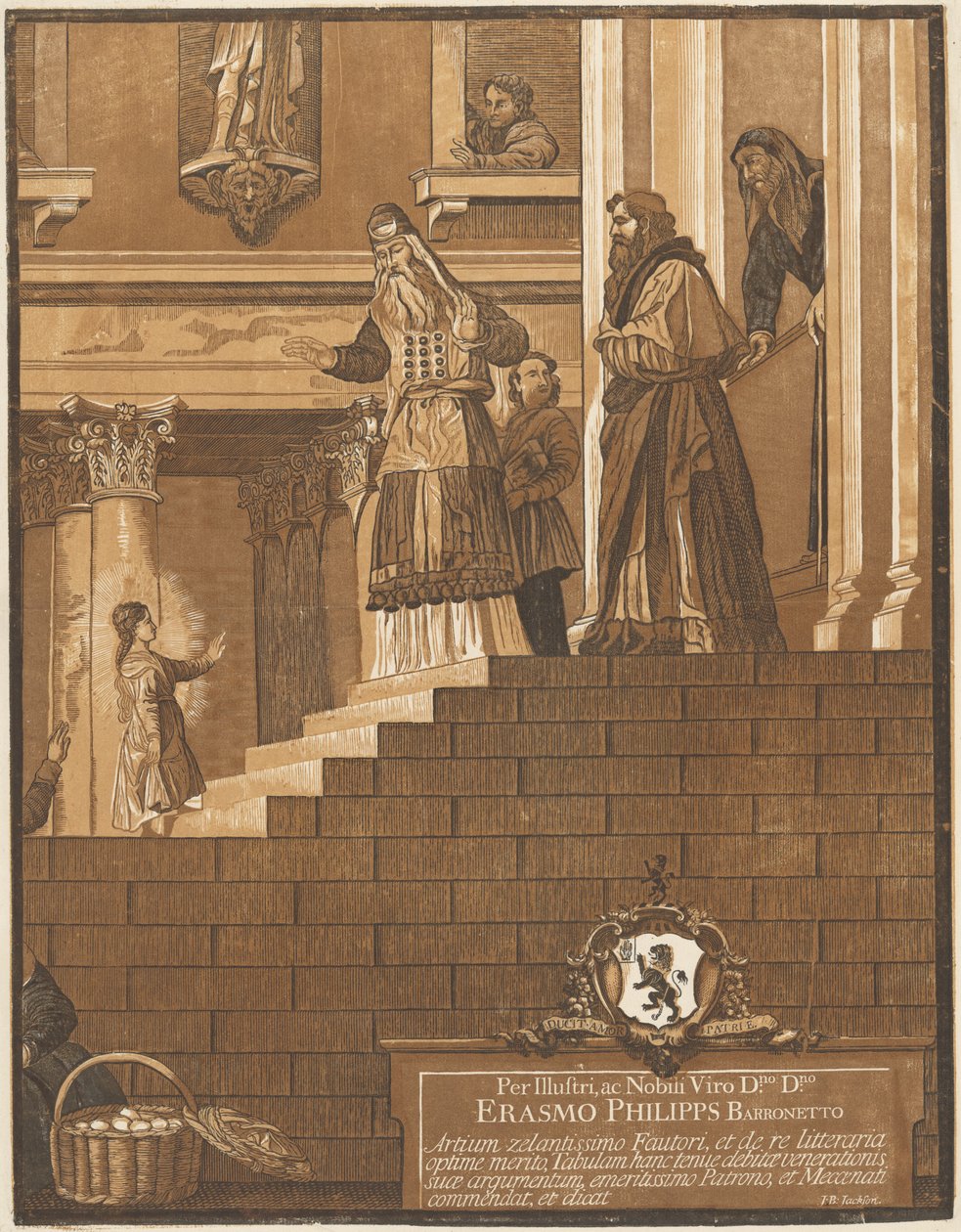 Představení Panny Marie v chrámu (pravý panel) od after Titian John Baptist Jackson
