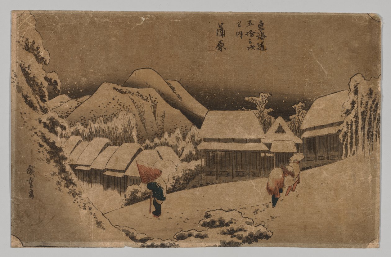 Kambara: Večerní sníh od after Utagawa Hiroshige