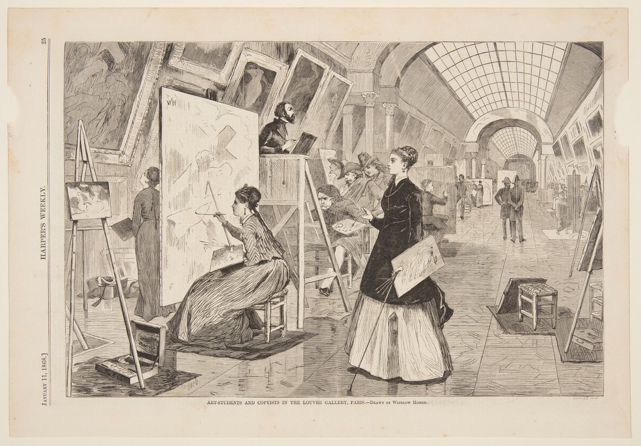 „Umění – studenti a kopírovači v galerii Louvre, Paříž“ od after Winslow Homer