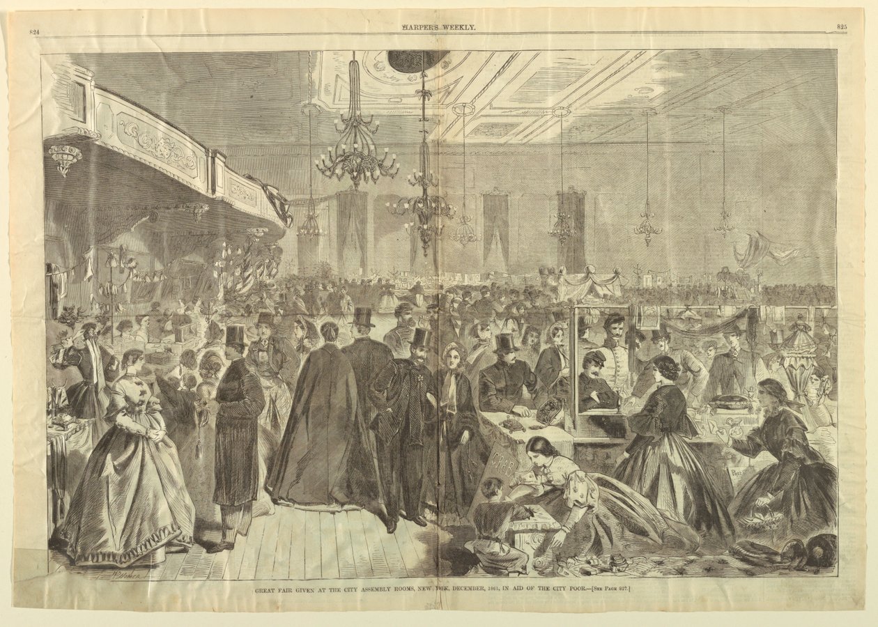 Great Fair Dané v City Assembly Rooms, New York, prosinec 1861, v Aid of City Poor, z Harper