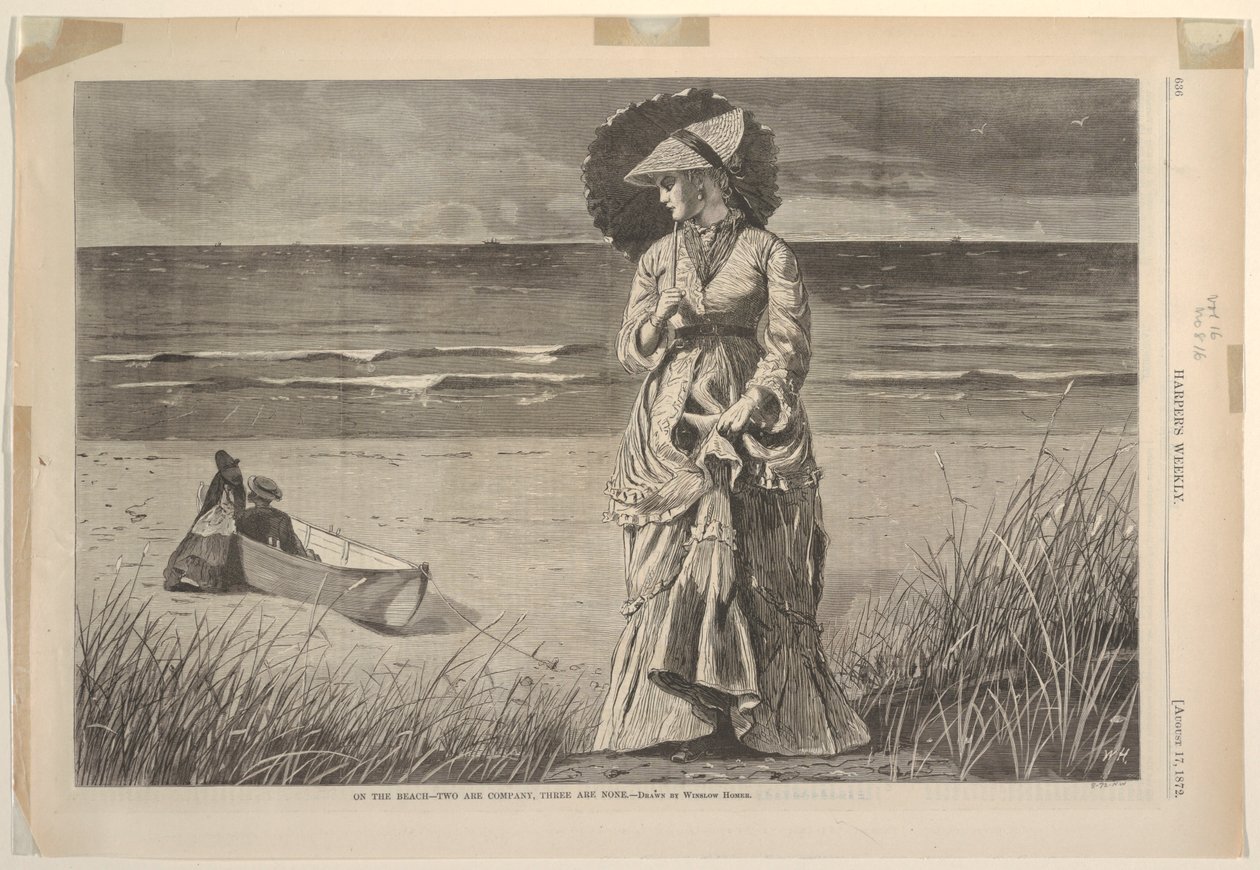„Na pláži, dva jsou společnost, tři nejsou žádný“ od after Winslow Homer
