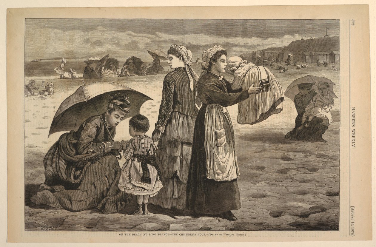 Na pláži v Long Branch – Hodina dětem od after Winslow Homer