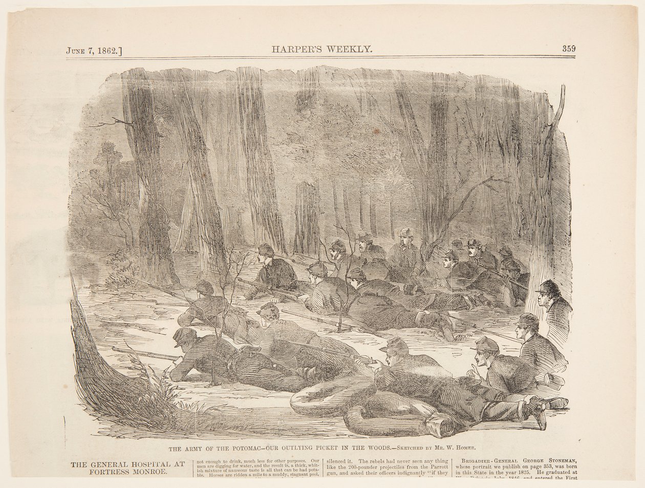 Potomacká armáda – naše odlehlá hlídka v lesích od after Winslow Homer