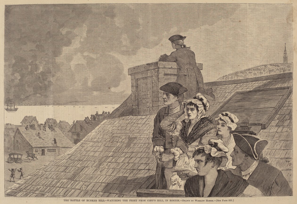 Bitva o Bunker-Hill - Sledovat boj z Coppova kopce v Bostonu od after Winslow Homer