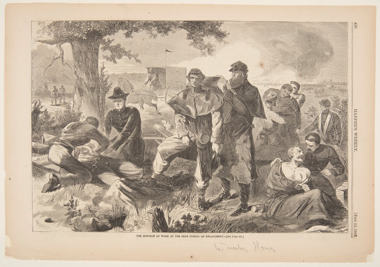 Chirurg při práci na zadní straně během zásnuby od after Winslow Homer