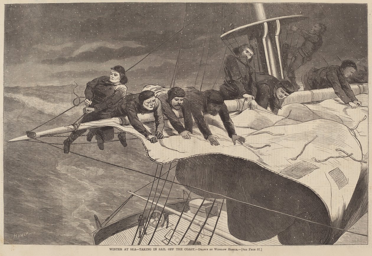 Zima na moři – vyplutí z pobřeží od Winslow Homer