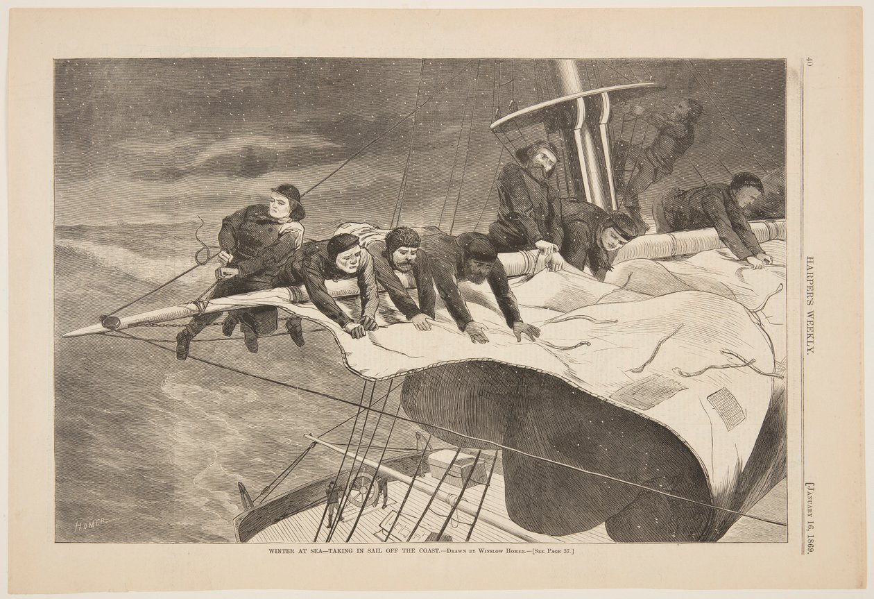 Zima na moři – vyplutí z pobřeží od after Winslow Homer
