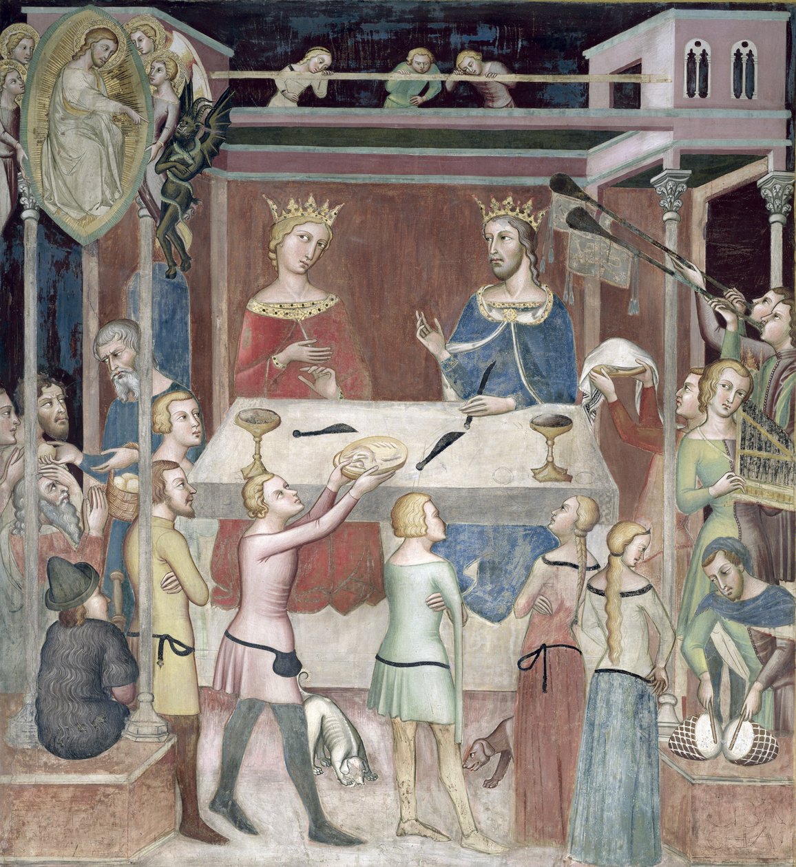 Satan žádá Boha, aby pokoušel Joba, 1356-67 od also Manfredi de Battilori Bartolo di Fredi