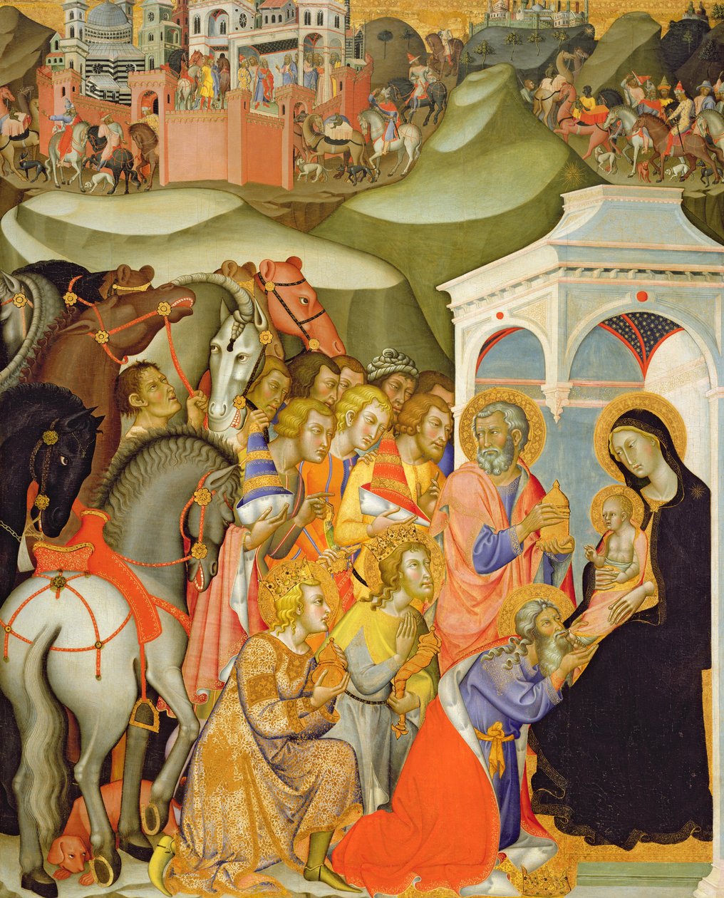 Klanění tří králů, kolem roku 1380 od also Manfredi de Battilori Bartolo di Fredi