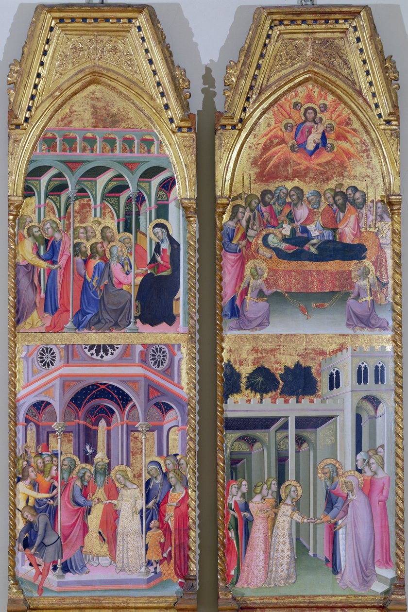Triptych Korunovace Panny Marie, levá a pravá deska od also Manfredi de Battilori Bartolo di Fredi