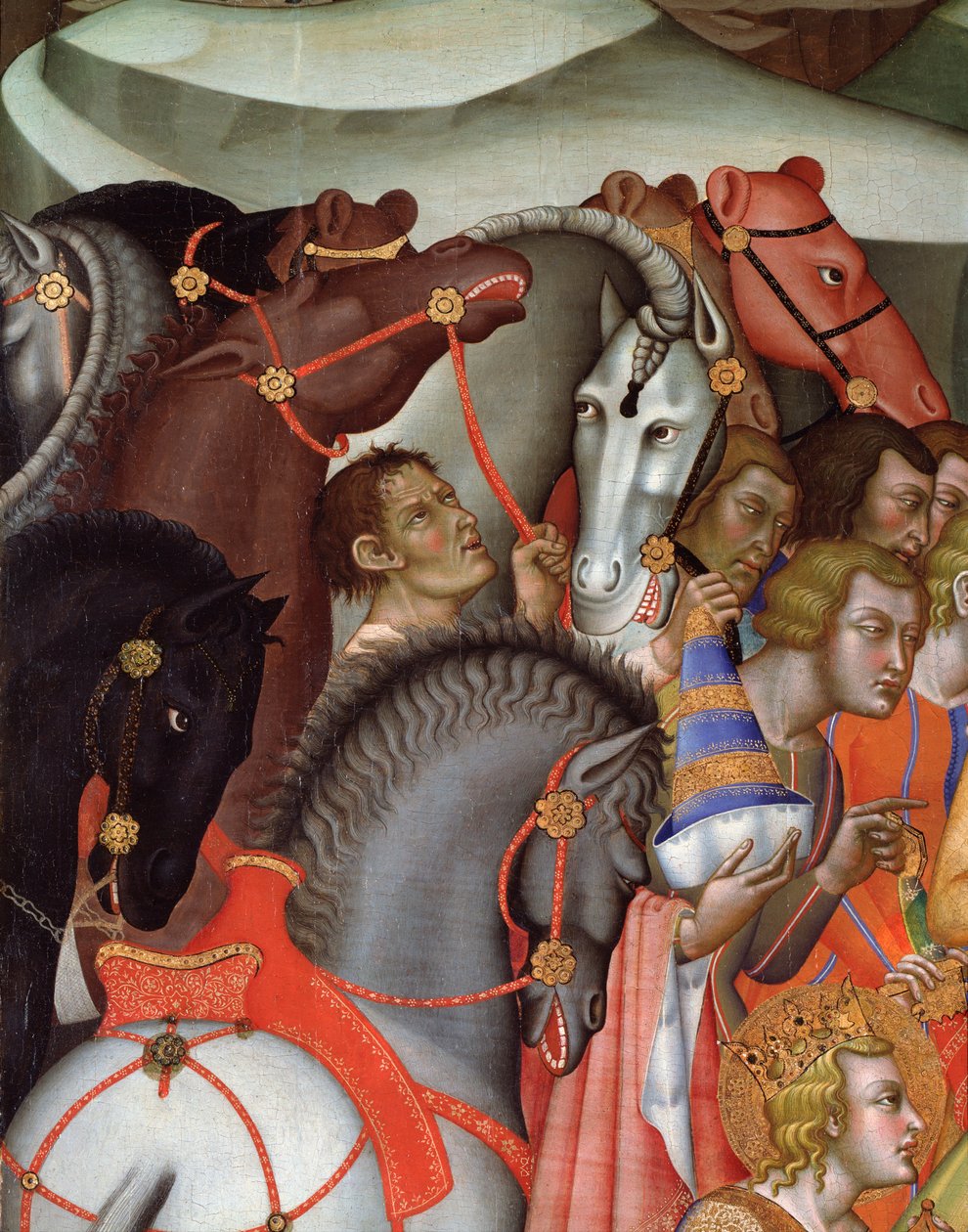 Klanění tří králů, detail (Malba od also Manfredi de Battilori Bartolo di Fredi