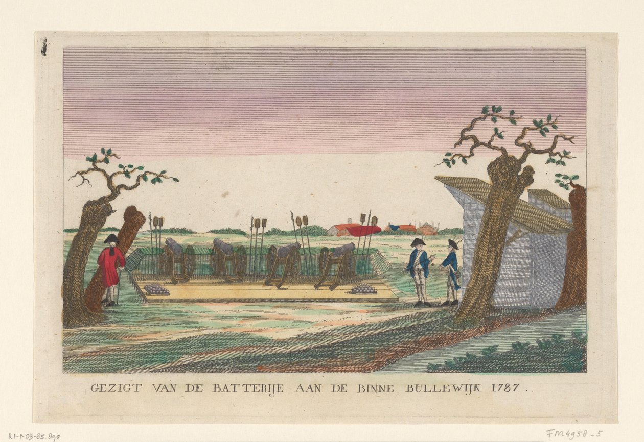 Baterie v Binnen Bullewijk, 1787 Pohled na baterii v Binne Bullewijk 1787 (titul na objektu) Baterie kolem Amsterdamu v roce 1787 (německé kopie) (název série) od anonymous (attributed to)