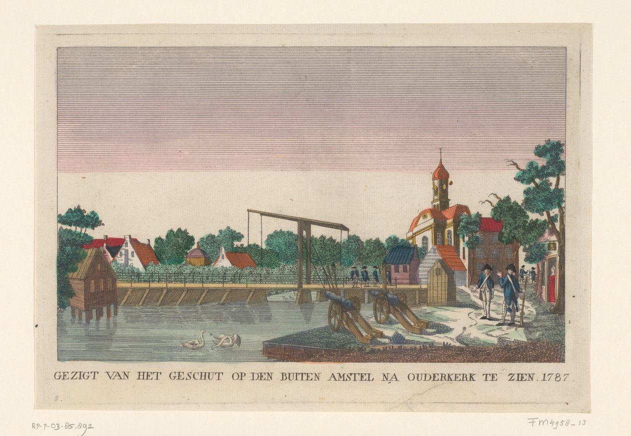 Batterij te Ouderkerk, 1787 Gezigt van het geschut op den Buiten Amstel na Ouderkerk te zien 1787 (title on object) Batterijen rondom Amsterdam in 1787 (Duitse kopieën) (series title)   1355476   cs       czech Successfully Translated  Original: De griffio od anonymous (attributed to)