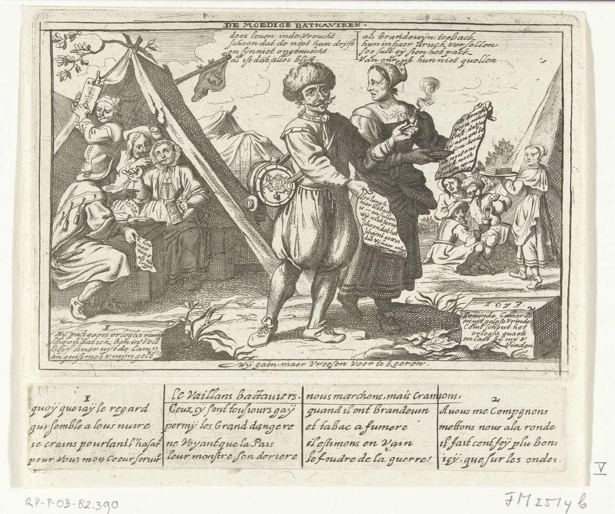 Stateční Batavians, 1673 The Brave Bathaviers / Le Vaillans battaviers (název na objektu) Šest francouzských karikatur Holanďanů z roku 1673 (název série) od anonymous (possibly)