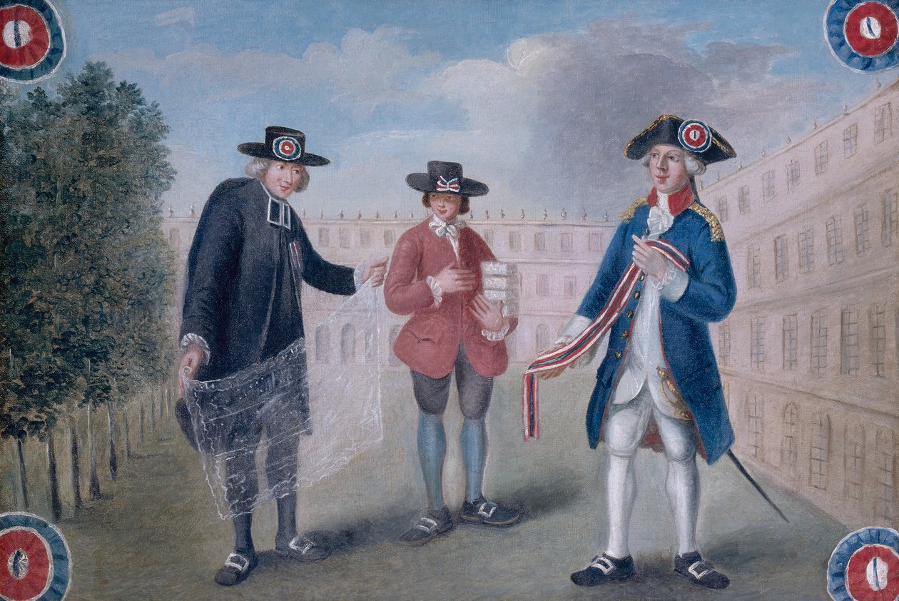 Francouzsky: Aux trois ordres. Znak obchodníka s kokardami v Palais-Royal. Palais-Royal, 1. obvod, Paříž od anonymous 