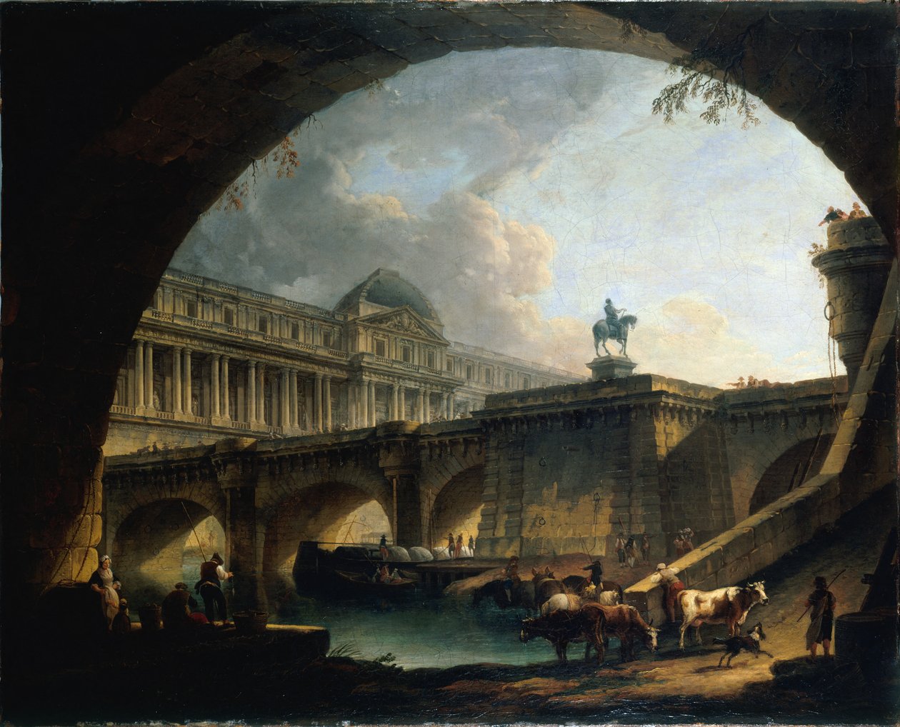 Francouzsky: Caprice architectural : un palais inspiré du Louvre et le Pont-Neuf s