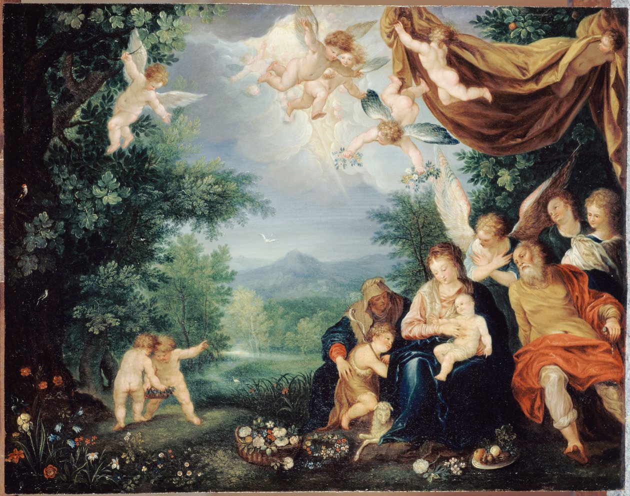 Francouzsky: Le Repos de la Sainte Famille pendant la fuite en Égypte (Svatá rodina odpočívá během útěku do Egypta) od anonymous 