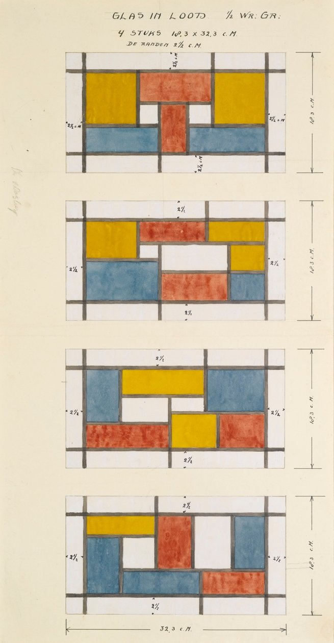 Design pro čtyři vitráže od Theo van Doesburg