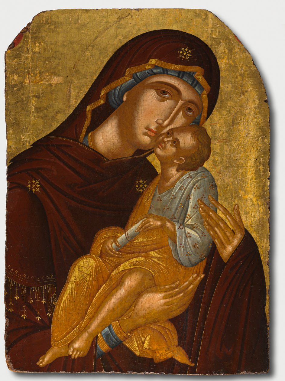 Ikona Matky Boží a Jezulátka (Panna Eleousa) od attributed to Angelos Akotantos (Greek, d. 1450)