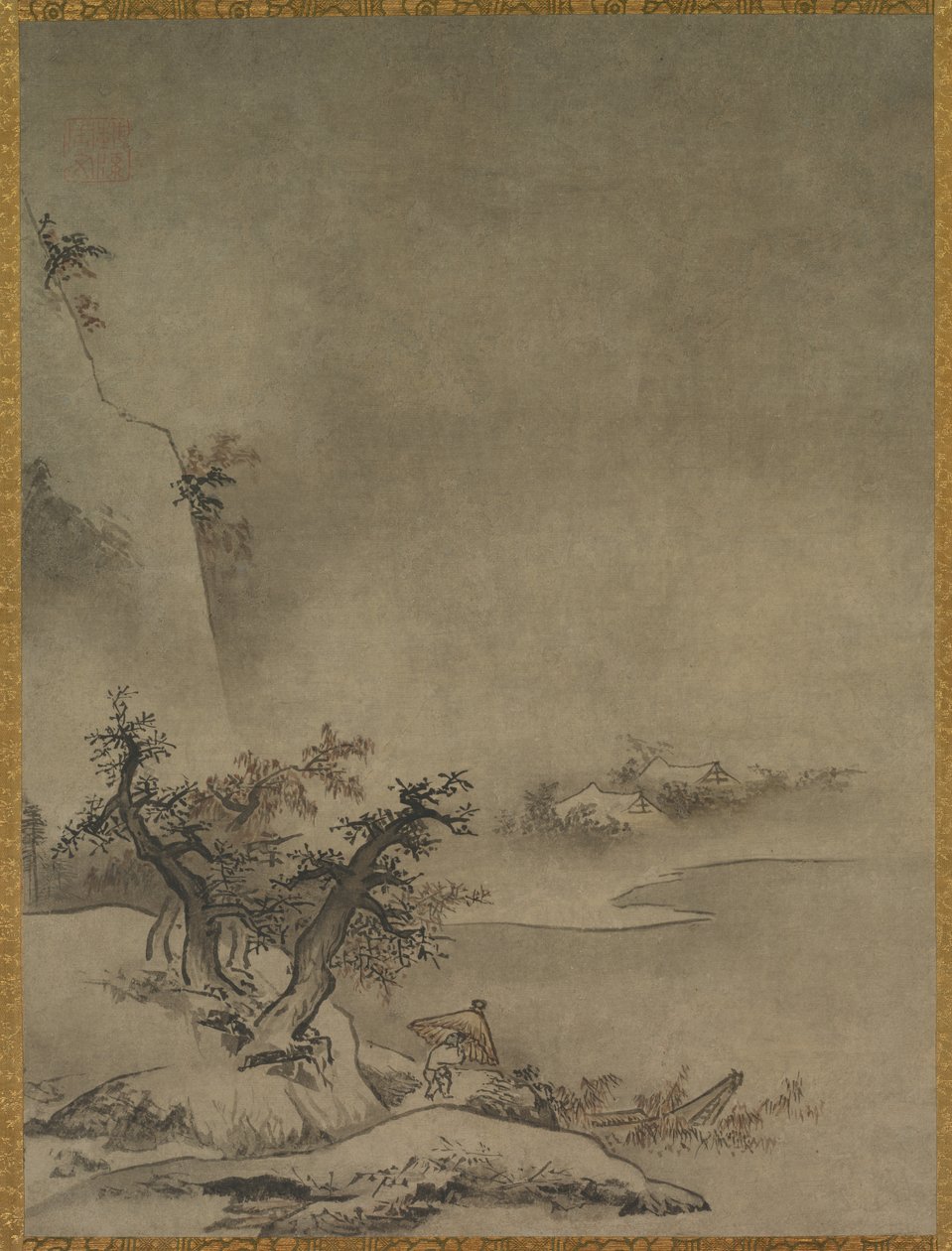 Čínský služebník procházející se v dešti od attributed to Gakuō Zōkyū
