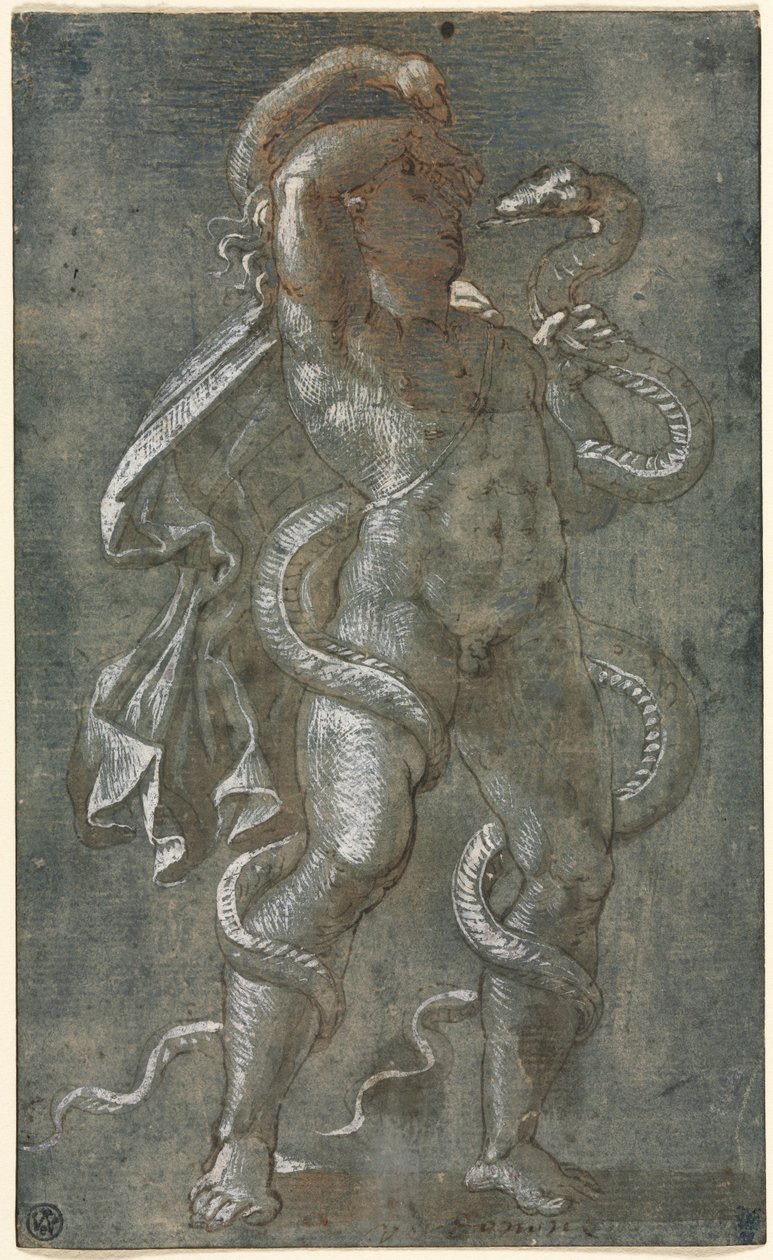 Muž propletený dvěma hady od attributed to Giovanni Antonio da Pordenone