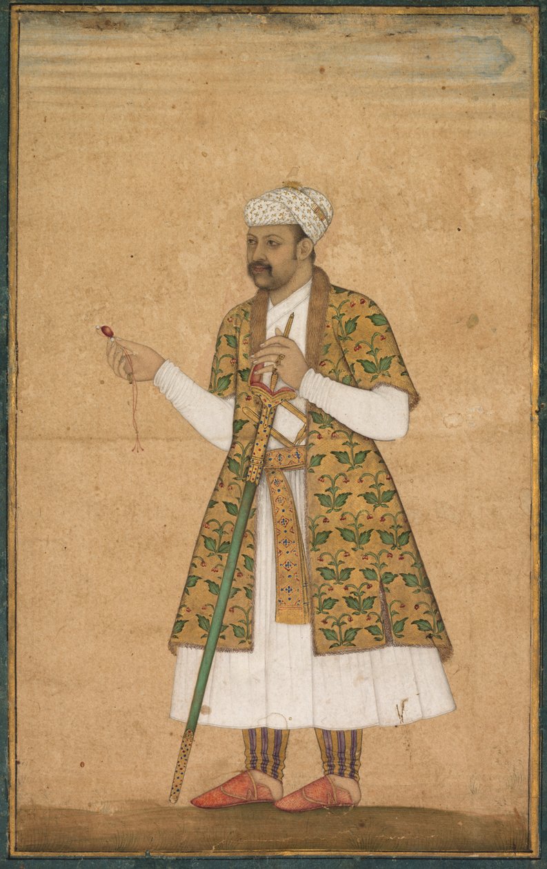 Dvořan, možná Khan Alam, držící spinel a dekanský meč od attributed to Govardhan
