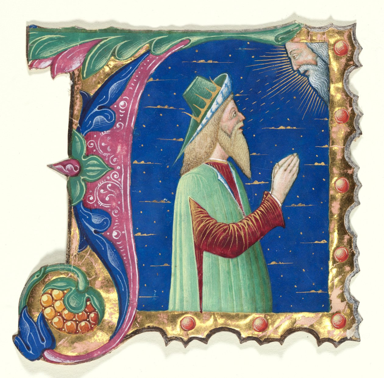 Iniciála A ze sborové knihy s králem Davidem od attributed to Guglielmo Giraldi del Magri [or
