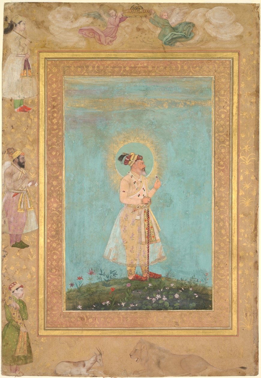 Shah Jahan drží spinel a dlouhý dekánský meč z alba Late Shah Jahan Album od attributed to Hashim