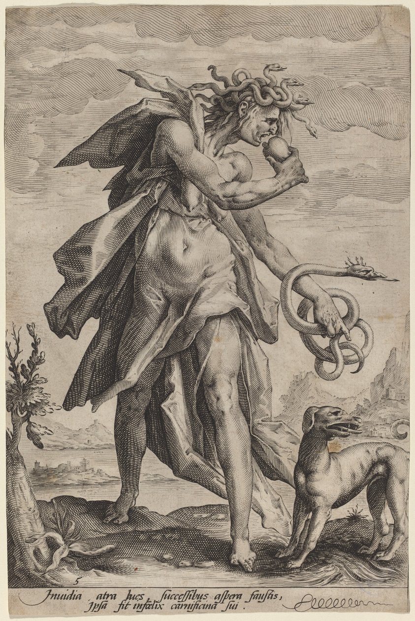 Závist od attributed to Jacob Matham, after Hendrik Goltzius