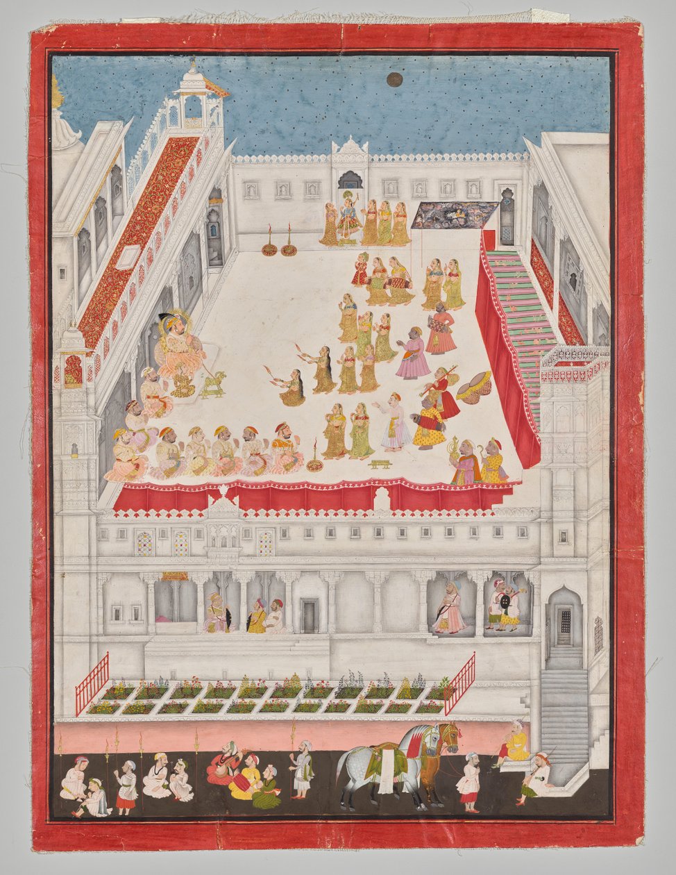 Maharana Jagat Singh navštěvující Rasleela od attributed to Jai Ram