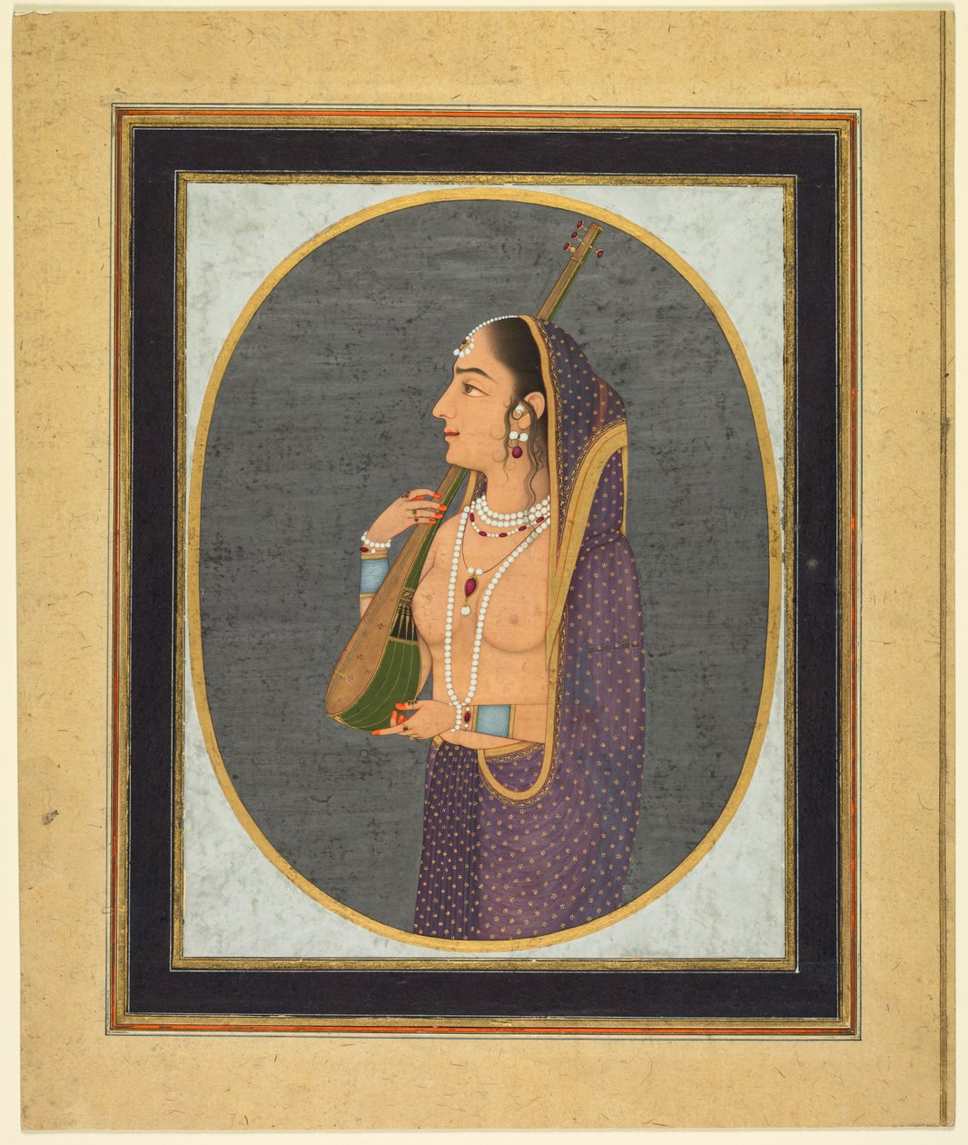 Dvorní dáma zpívá a hraje na víno od attributed to Muhammad Rizavi Hindi
