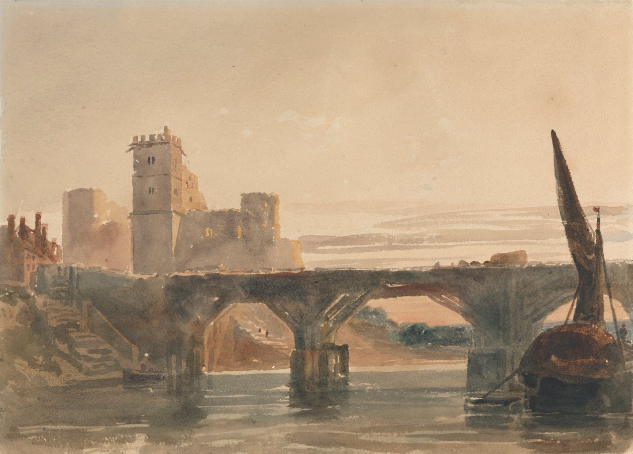Hrad Chepstow z mostu od attributed to Peter DeWint