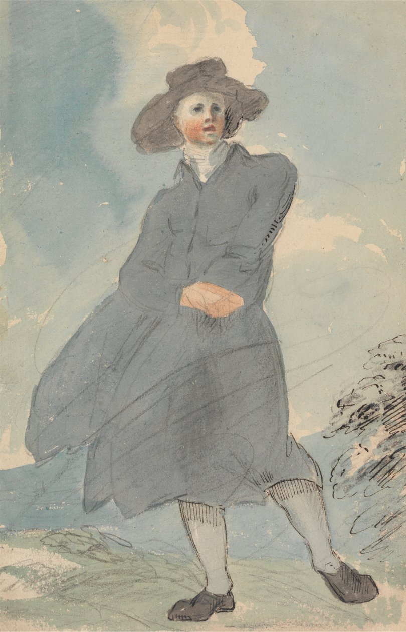 Muž v modrém plášti od attributed to Thomas Barker