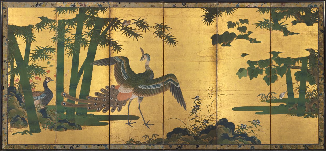 Pávi a bambus od attributed to Tosa Mitsuyoshi
