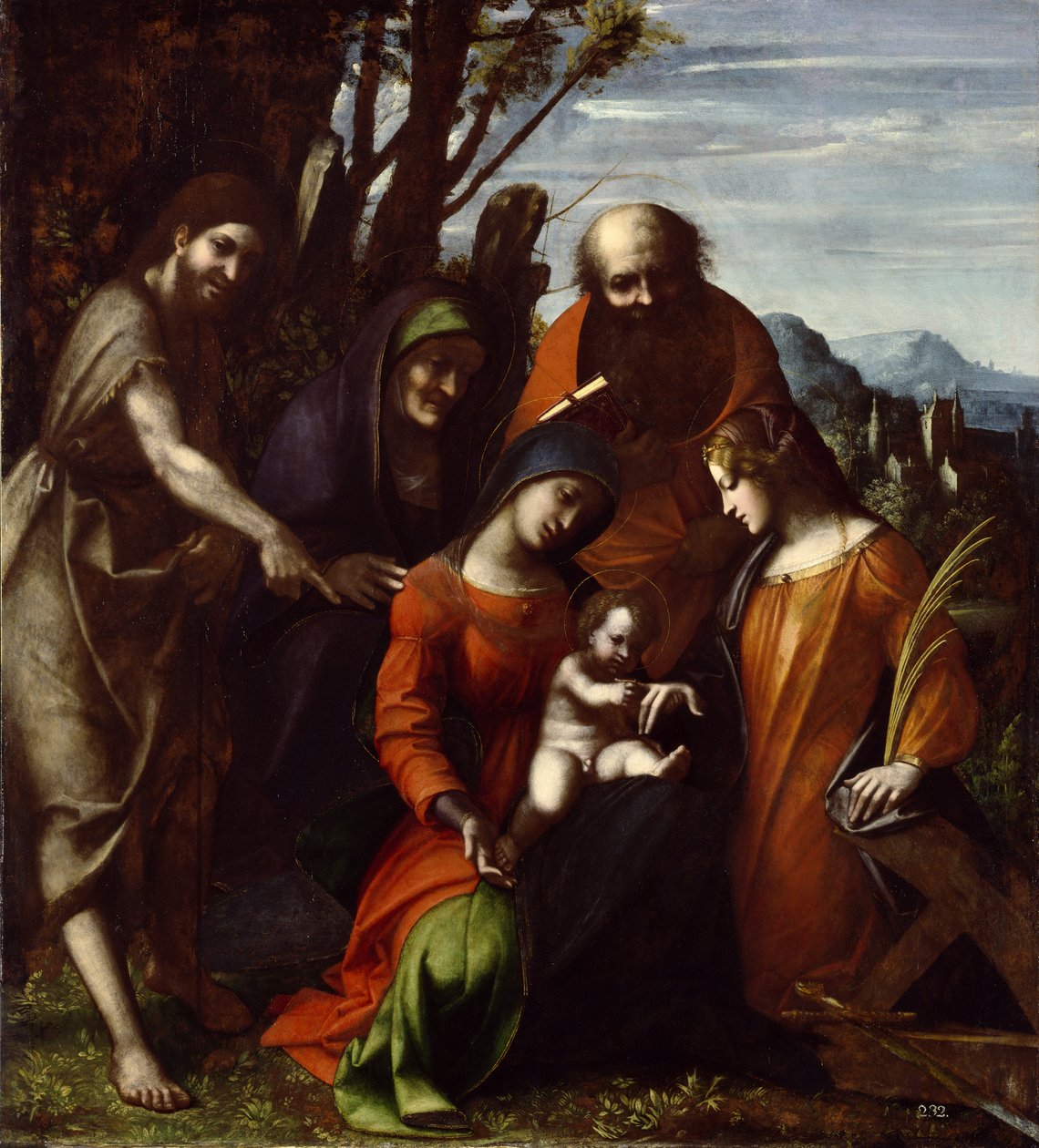 Mystická svatba svaté Kateřiny, 1510-14 (malba na dřevěné desce) od Antonio da Correggio