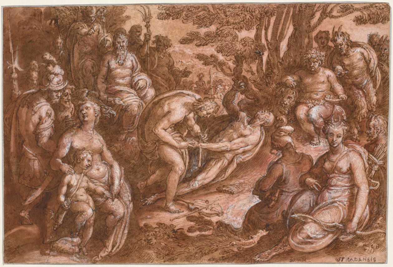 Stahování z kůže Marsyas, c. 1570-1605. od called Johannes Stradanus Jan van der