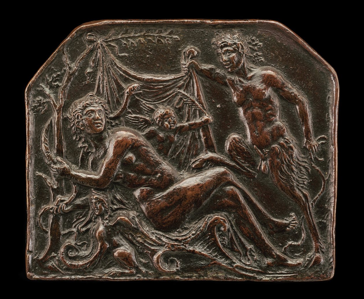 Satyr odhalující nymfu od called Riccio Andrea Briosco