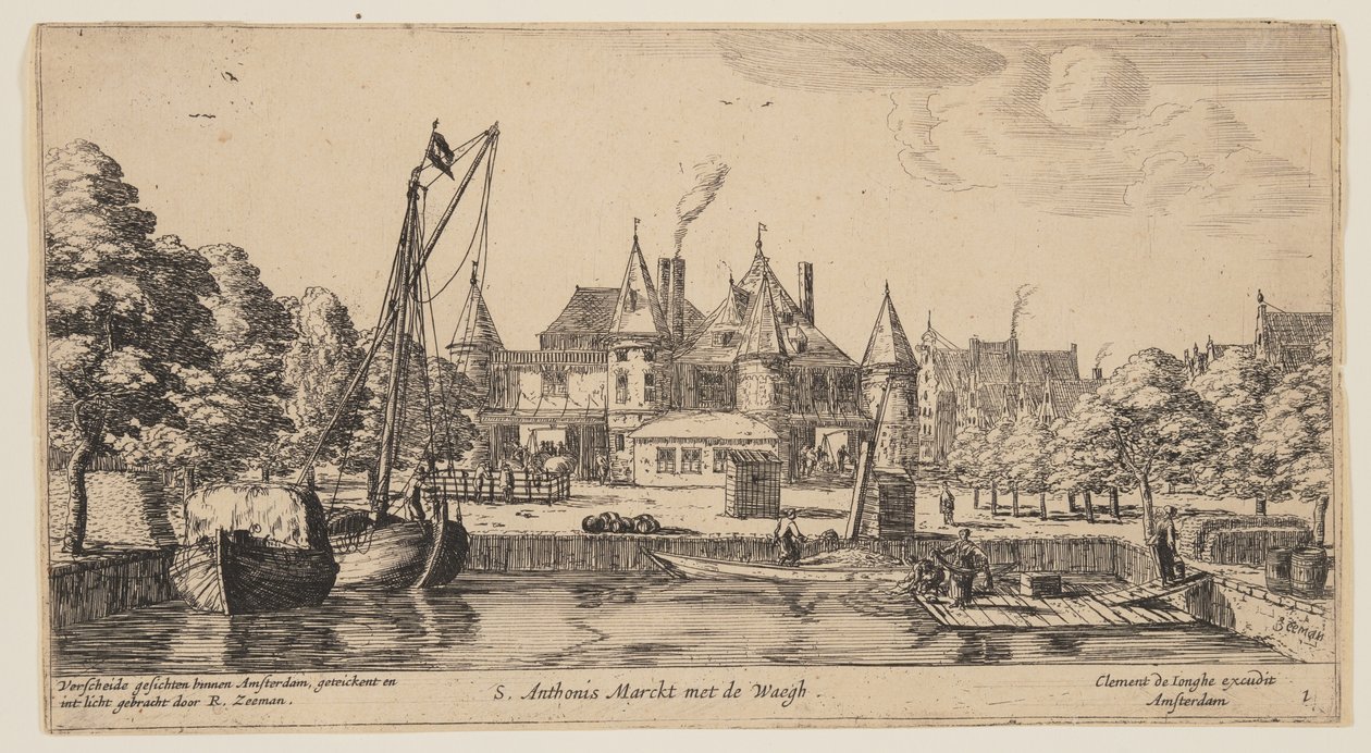 S. Anthonis Marckt met de Waegh, z Pohledů na Amsterdam od called Zeeman Reinier Nooms