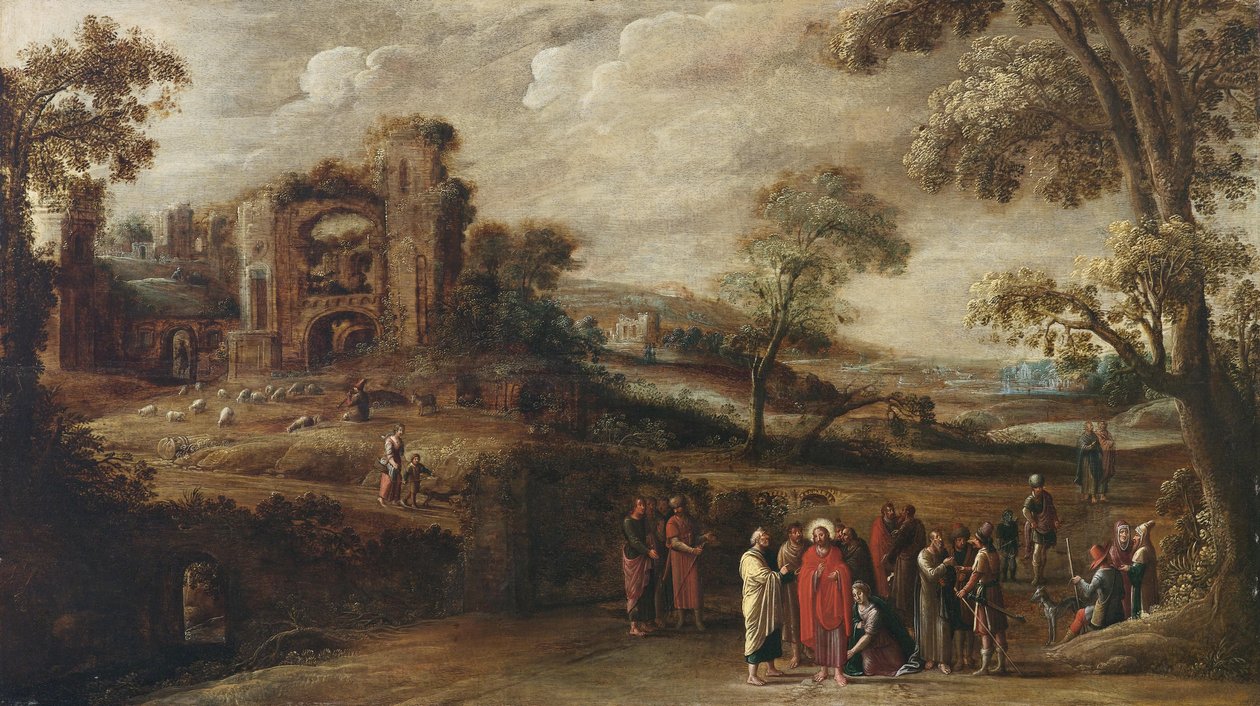 Kristus uzdravuje krvavou ženu od circle of Simon Jordaens