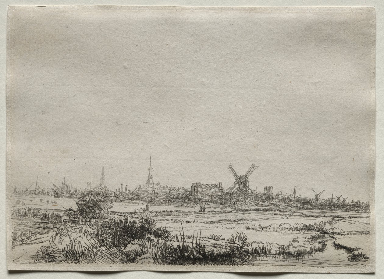 Kopie pohledu na Amsterdam ze severozápadu od copy after Rembrandt van Rijn
