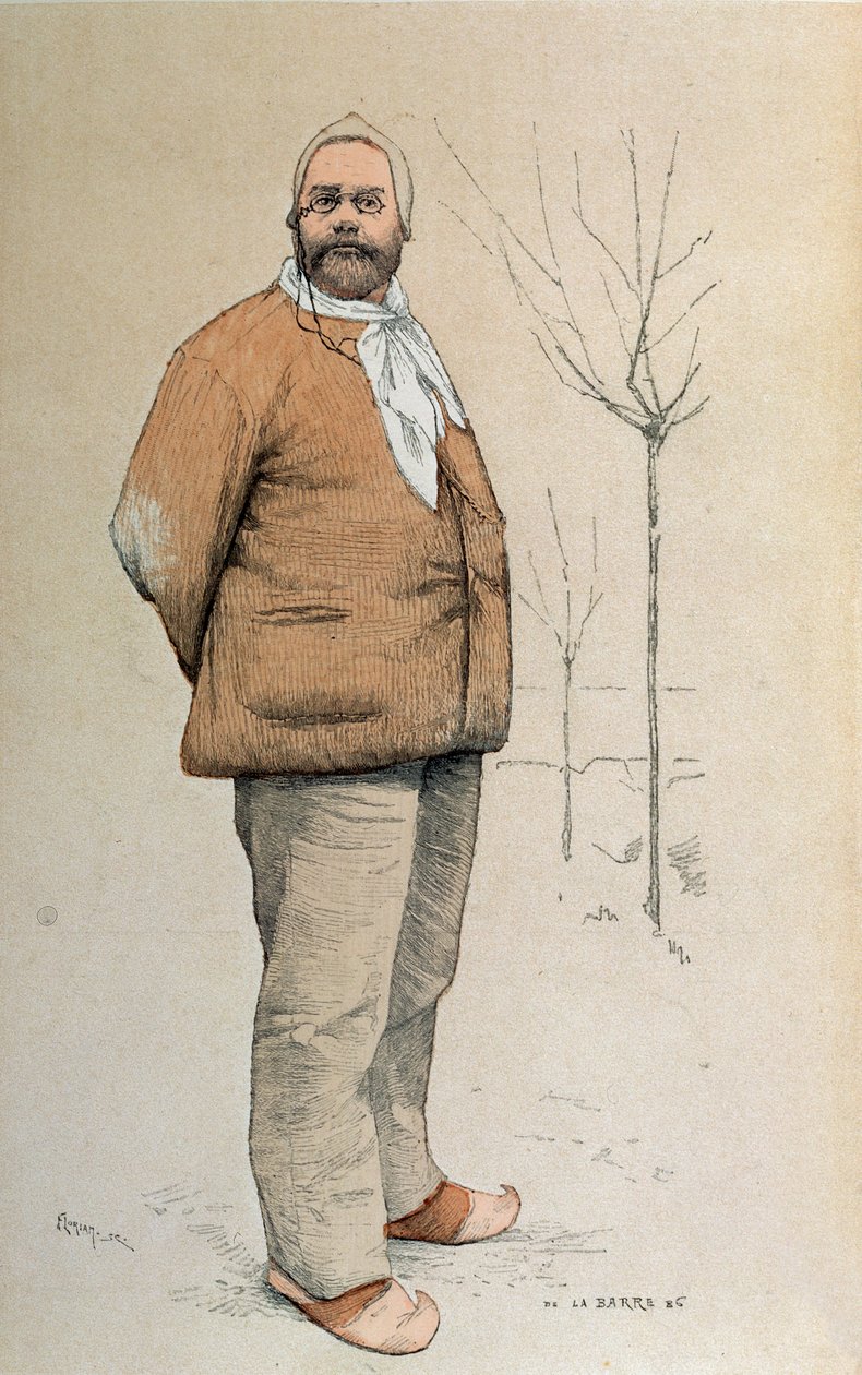 Portrét Emila Zoly (1840-1902) z obálky časopisu La Revue Illustree, vyryl Florian, 15. února 1887. od de La Barre