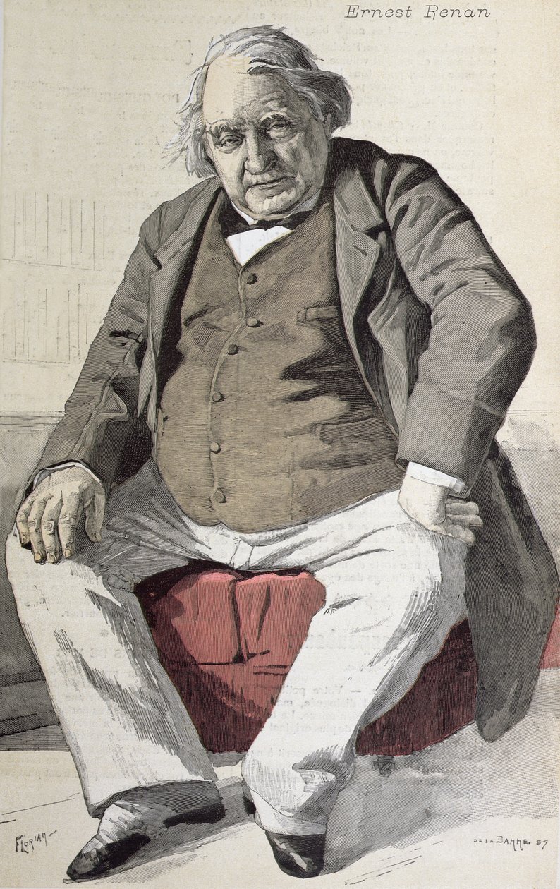 Portrét Ernesta Renana (1823-92), z "La Revue Illustree", vyryl Florian, 15. července 1887 (barevná rytina) od de La Barre