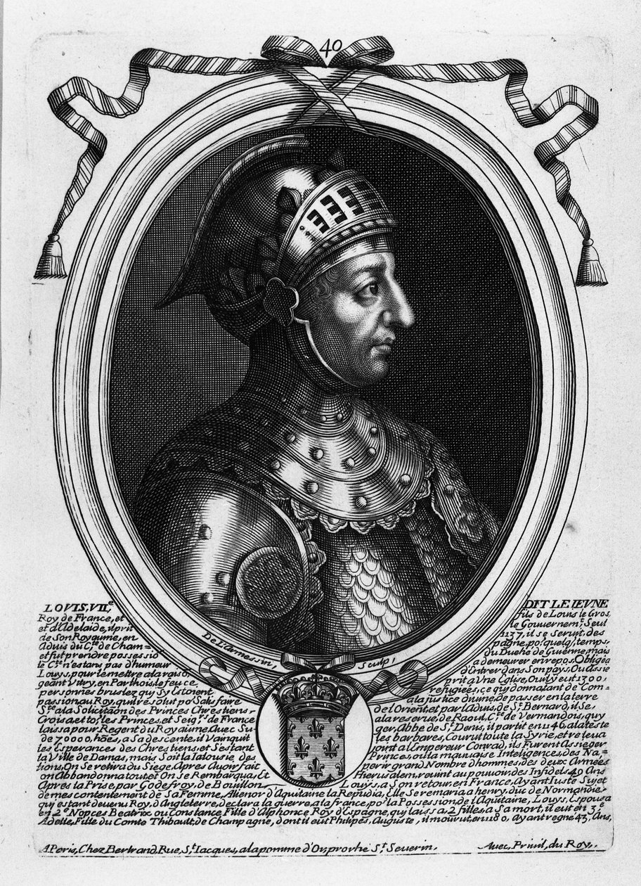 Francouzský král Ludvík VII Mladý (asi 1120-80), z knihy "Les Augustes Representations de tous les Rois de France depuis Pharamond jusqu