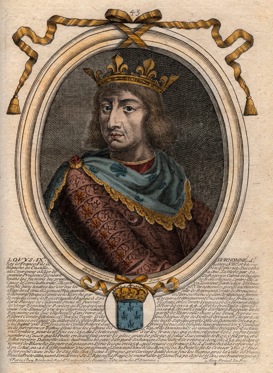 Portrét Saint Louis (Saint-Louis, Louis IX (1214-1270) - Saint Louis IX (1214-1270) francouzský král - rytina z 