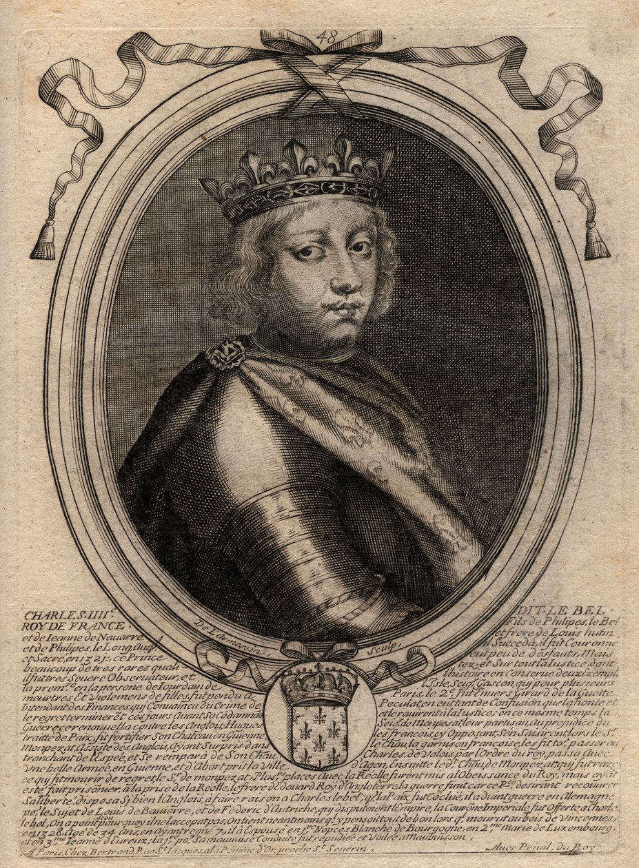 Portrét Karla IV. Bela (1294 - 1328), francouzského krále - Karel IV. 