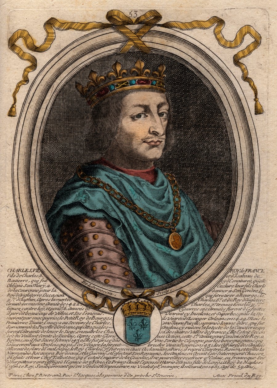 Portrét Karla VII. (1403-1461) francouzského krále - KAREL VII. (1403-1461) francouzský král od de Larmessin