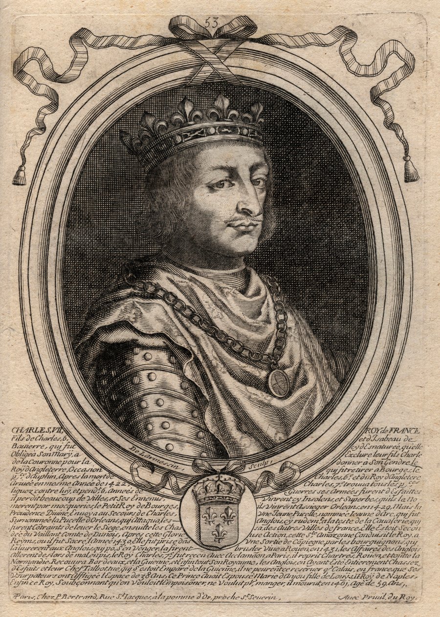 Portrét Karla VII. (1403-1461) francouzského krále - KAREL VII. (1403-1461) francouzský král od de Larmessin
