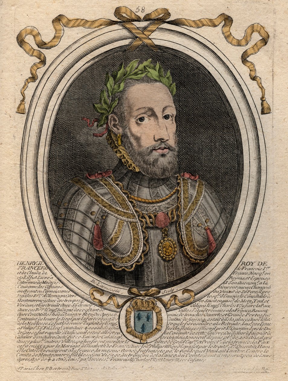 Portrét Jindřicha II. (1519-1559) Francouzský král - Jindřich II. (1519-59), francouzský král - rytina z 