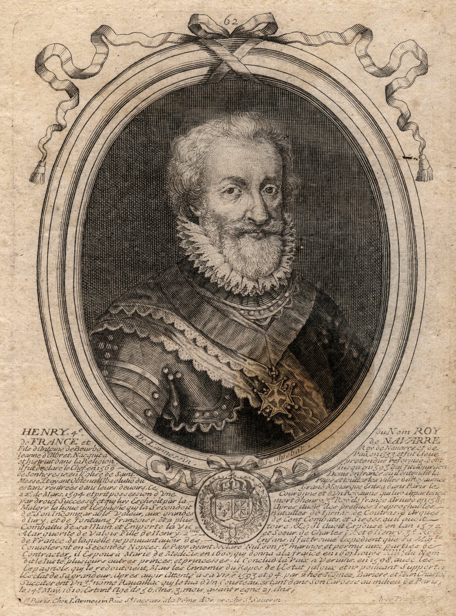 Portrét Jindřicha IV. (1553-1610) Francouzského krále - Portrét Jindřicha IV. (1553-1610) Francouzského krále - rytina z 